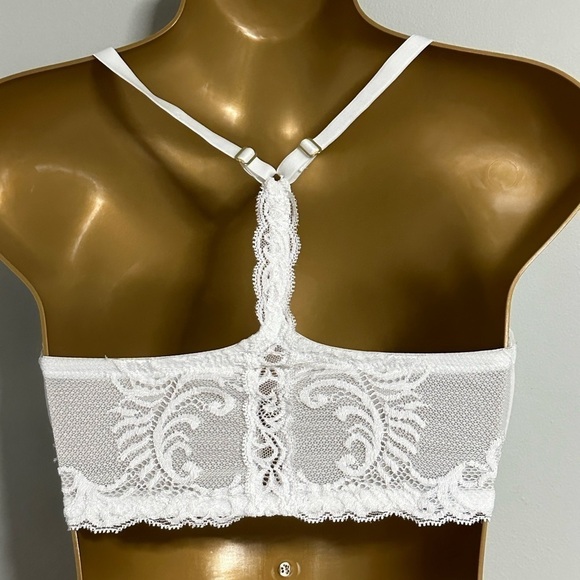 NATORI 735023 Bra 32DDD Feathers Front Closure Underwire White T Back Contour - Picture 2 of 9